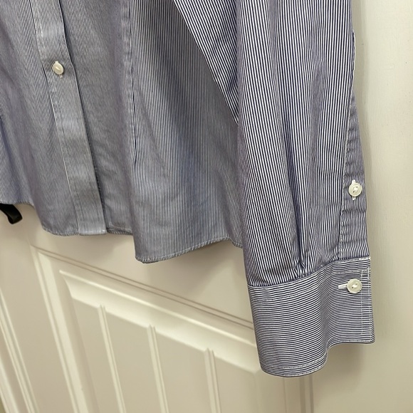 BROOKS BROTHERS tailored fit navy pinstripe button down shirt.  10 - Picture 4 of 6